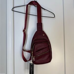Luxie Collection NWT Dallas Sling Bag in Burgundy Red
